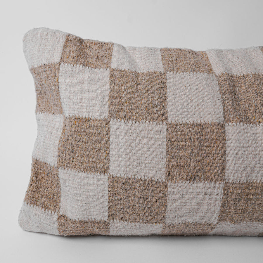 Sand Checkered Lumbar Pillow