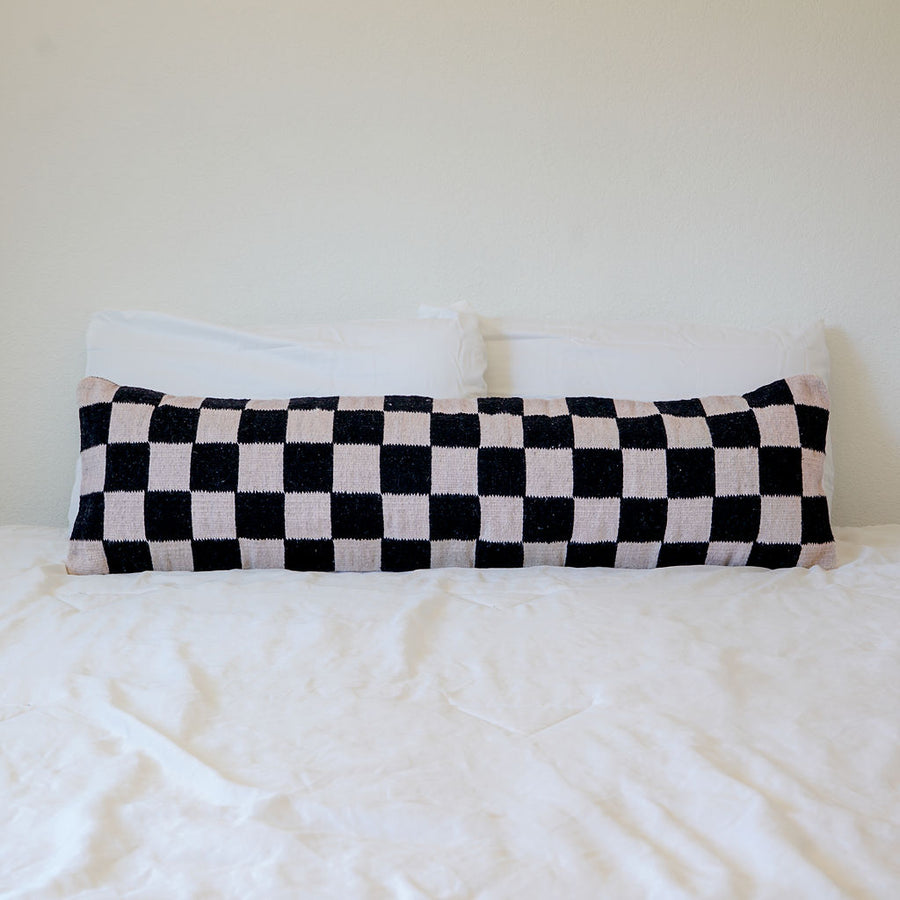 B&W Checkered Lumbar Pillow